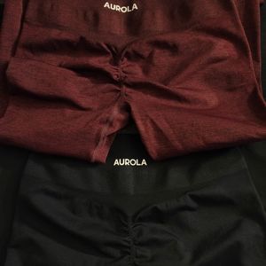 Set of 2: Aurola sz Medium Black and Black Cherry 🍒 Leggings. EUC no flaws❤️